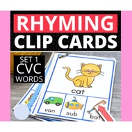 A828 – [PDF] CVC Rhyming Clip Card 2 sets 26 pages/ preschool kindergarten phonics vocabulary