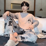 Pajamas Men Long-Sleeved Youth Loose Smiley Face Plus Size Loungewear Set