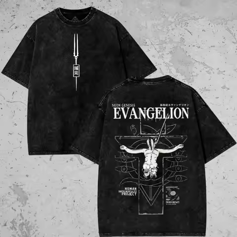 New Century Evangelion EVA | Japanese Manga T-shirt Retro Washed Retro Y2K T-shirt Japanese Anime T-
