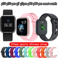 20mm sports Silicone strap For P70 pro p80 pro y16 Y7 Y7 pro Smart Watch Breathable Sports strap Sof