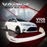 ชุดแต่งรถยนต์สเกิร์ตรอบคัน หน้า หลัง ข้าง  Vios 2014-2016 ทรง Drive (งานดิบ) ABS เข้ารูปติดตั้งง่ายพร้อมตะแกรงช่องลมหนา