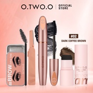O.TWO.O Brand Box Lash Volume Lifting Mascara & Eyebrow Powder Stamp With Brush & Shaping Stencil Ca