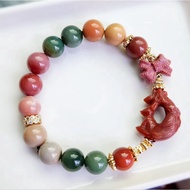 Rainbow Alashan Agate with Nine Tails Fox Alashan Agate Charm and Bow Alashan Agate Charm