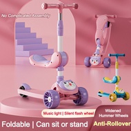 [SG LOCAL STOCK] EmmAmy Kids Scooters 3 In 1 Kick Scooter Adjustable Height Scooters with Light Up Wheels Music for 3-10 Years Old