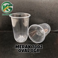 Gelas plastik cup OVAL PP Merak 18 oz 18oz 8 gr
