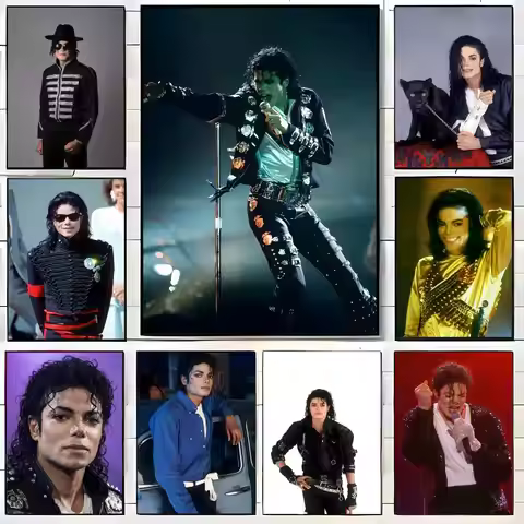 Celebrity M-Michael J-Jackson Poster Self-adhesive Art Waterproof Paper Sticker Coffee House Bar Roo