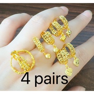 14k 4 pairs Bangkok gold earrings