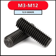 Fine Thread Set Screw M3-M12 Grade 12.9 Alloy Steel Black Oxide Easy Install Strong Durable (2-50pcs