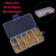 [Brightnessdin] 500pcs/set #3~#12 Fishing Hooks Carbon Steel Golden Fishhooks With Retail Box
 Bq