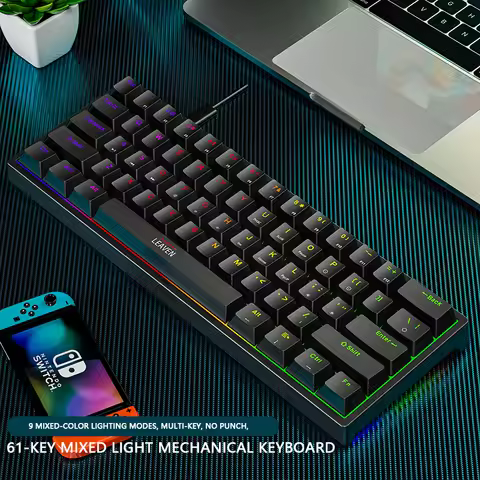 K620 Mini Gaming Mechanical Keyboard 61 Keys RGB Hotswap Type-C Wired Gaming Keyboard PBT Keycaps 60