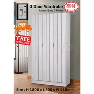 🔥 Free Delivery +Free Installation 🔥 3FT x 6FT Wardrobe 3 Door Wardrobe Cabinet Almari Baju 3 Pintu 