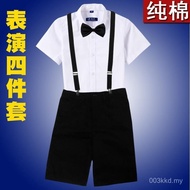 Pakaian Formal Kanak-kanak Lelaki Musim Panas Baju Putih Kanak-kanak Lengan Pendek Seluar Pendek Hit