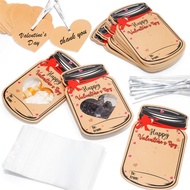 CH* 50pcs Candy Jar Valentine Cards Set with Hollowed Heart Shaped Perfect For Gatherings School Ent