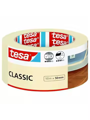tesa Masking Tape CLASSIC - Painter's Tape for Masking During Painting Work - Solvent-free Removable