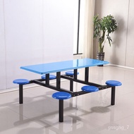 YU🥤School Canteen Table &amp; Chair Combination round Stool Seat Stainless Steel Canteen Dining Table Four-Person Factory St