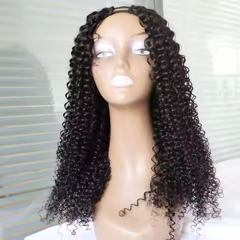 Aliexpress Human Hair Machine Made Wig U Part Wig Jerry Curly Deep Curly V Part Wig Real Human Hair 