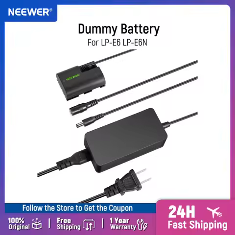 NEEWER Dummy Battery Replacement for LP-E6 LP-E6N LP-E6NH for Canon EOS R Ra R5 R5C R6 R6II R7 5D 6D