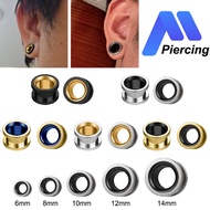 1Pcs Stainless Steel Ear Expander Ear Gauges 6-14mm Stretching Piercing Black Punk Plug & Tunnel Ear
