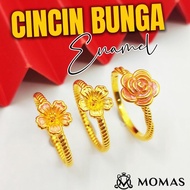 Cincin Bunga Enamel Emas 916 Original Cincin Emas 916 Tulen Cincin Bajet Emas 916 Cincin Murah Emas 