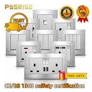 PSSRISE  Ready Stock Wall Switch Drawing Doorbell/Light/Autogate Plug Socket  13A UK/Telephone/Universal/15A/Computer/TV【C32】