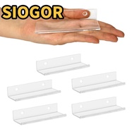 SIOGOR 6pcs Acrylic Record Shelf,  Space Saving Wall Mounted Record Holder, Music Collection Floatin