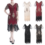 Fast ship⚡ Great Gatsby Costume 1920\'s Cocktail Party Sequin Fringe Flapper Dress Plus Size