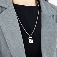 Stainless Steel Neutral Lucky 7 Character Pendant Necklace