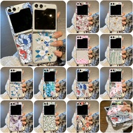 Retro Flowers Pattern Clear Casing Samsung Galaxy Z Flip 5 Z Flip 4 Z Flip 3 Transparent Shockproof 