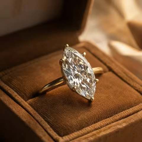 1CT 2CT 3CT Marquise Cut Solitaire Moissanite Engagement Ring For Women 925 Sterling Silver 6 Prong 