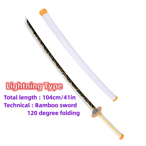 104cm/41inch Cosplay Agatsuma Zenitsu Sanemi Kimetsu no Yaiba Anime Ninja Knife Katana Samurai Role 