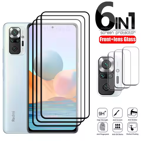 6-in-1 For Redmi Note 10 Pro Glass For Xiaomi Redmi Note 10 11 S Pro 10S Glass Screen Protector For 