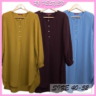 [Size 40-52] GLAMOUR Blouse Labuh Fursan Button Neck Long Sleeve/ Blaus Muslimah Labuh Perempuan Len