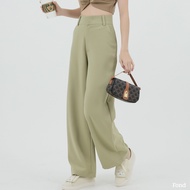 Fond - กางเกงขายาวเอวสูง กางเกงทรงกระบอกกลาง กระเป๋าข้าง