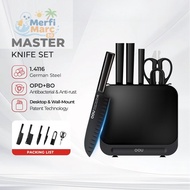 MerliMart SG OOU Master Series 7-Piece Kitchen Knife Set with Scissors Sharpener Knife Holder Stainl