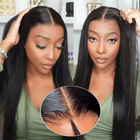 Wear And Go Staight 4x4 5x5 HD Lace Frontal Glueless Wig Human Hair 30 40 Inch Straight Human Hair W