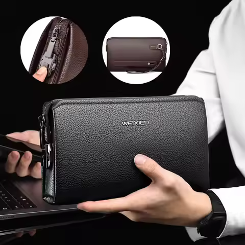 New Arrival Men's Clutch, High-Quality Business Solid Color Purse for Men handbags mens bag men wall