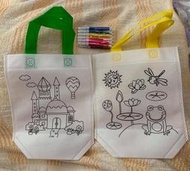 手繪 著色 手提 帆布環保袋 塗鴉 DIY 材料包 環保袋 填色 兒童 美勞 美術 隨行袋 塗鴉包 填色包 附色筆 袋子