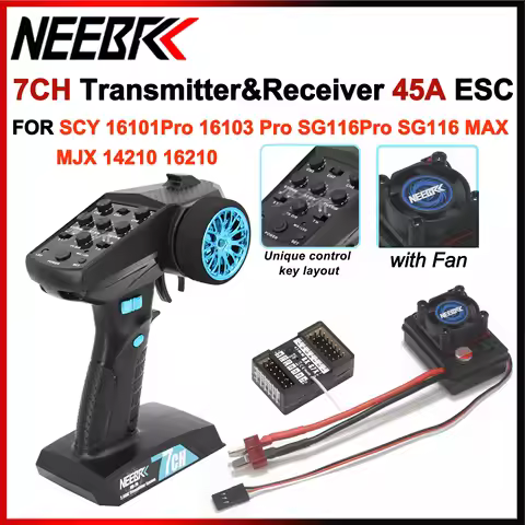 RC 7CH 2.4G Transmitter Light Control Receiver 45A ESC for RC Car SCY 16101Pro 16103 Pro SG116Pro SG