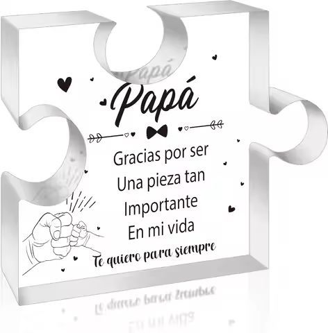 Dad Birthday Gifts - Regalos Para Papá Puzzle Acrylic Plaque for Office Desk Decor Keepsake Paperwei