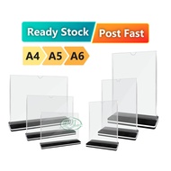 (Pos Fast) Acrylic Stand A4/ A5/ A6(T Shape) Menu QR Code Paper Poster Frame Holder Display/ Transpa