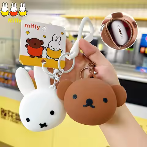 Kawaii Cute Miffy Rabbit Boris Bear Silicone Coin Purse Cartoon Anime Mini Earphone Bag Coin Storage