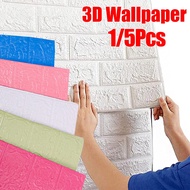 1/5Pcs 3D Brick Pattern Anti-collision Wall Stickers/38X35cm Home Decorative Xpe Soft Wallpaper