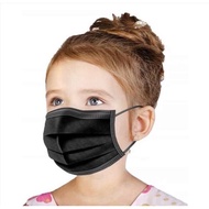 3 PLY Kids Full Black Face Mask with Box (50pcs) - BFE>98 & CE / Face Mask Hitam Kanak2 / Budak / Ta