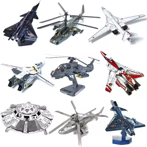 3D Metal Puzzle Colorful Air Force J-20 Fighter VF-1S RAH-66 KA-50 TY-160 Military Assembly Model Ji