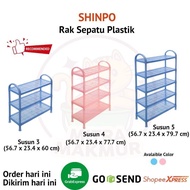 SHINPO - FLAT PLASTIC SHOE AND SANDALS RACK 3 TIERS 4 TIERS 5 TIERS