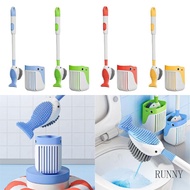 RUNNY Cartoon Whale Long Handle Toilet Bowl Brush and Holder Bathroom Toilet Brush