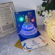 3D Three-Dimensional Fireworks Birthday Greeting Card/Blowing Candle/Music Greeting Card/Hollow/Exqu