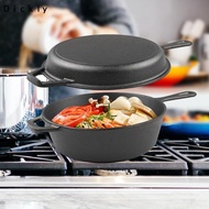 [Dickly] Cast Iron Dutch Oven Thickened Cooking Pot Cast Iron Pan for Kitchen Camping Frying