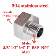 G1" BSPP Female to BSP/NPT Male Reducer Bushing 304 Stainless High Pressure Adapter