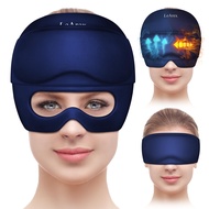 Migraine Headache Relief Cap with Gel Eye Mask, Headache Cap Migraine Ice Head Wrap Hot and Cold The